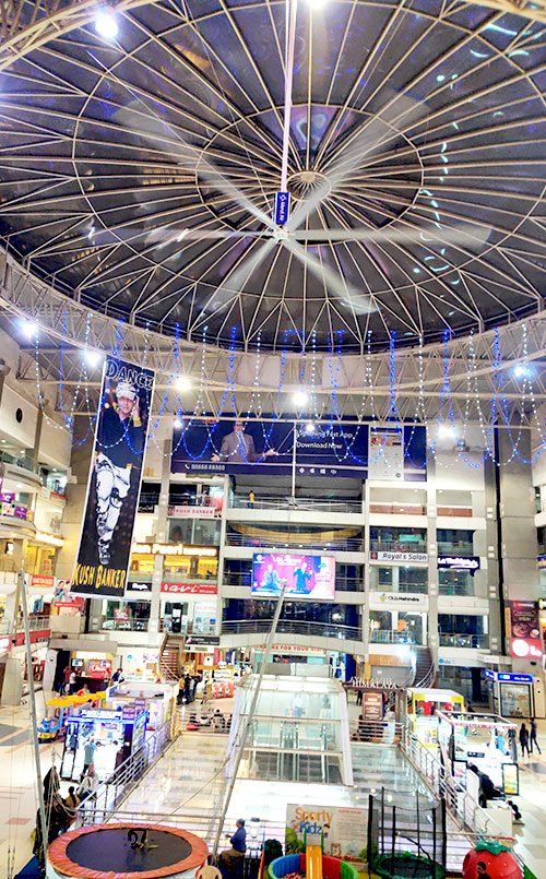 HVLS fan in a mall atrium